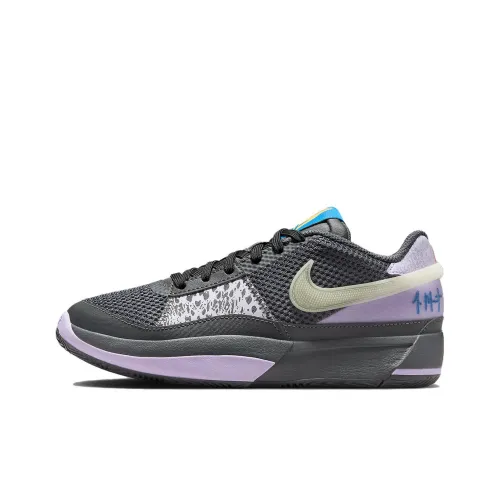 nike Ja 1 Ja Morant 1 Slip-resistant Abrasion-resistant Low Top Детские баскетбольные кроссовки Черный Фиолетовый Rice