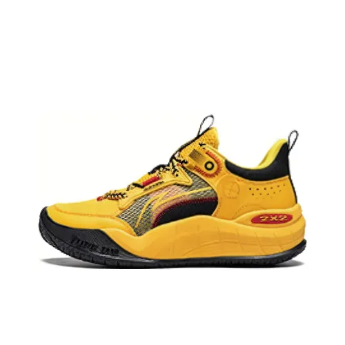 LINING YOUNG Domain V1 Детская баскетбольная обувь Низкий топ Желтый Черный Школьный возраст