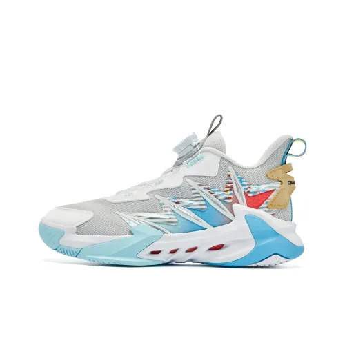 QIAODAN Slip-resistant Abrasion-resistant Low Top Children's Basketball Shoes Gray White QIAODAN Противоскользящий Устойчивый к истиранию Низкий Топ Детские Баскетбольные Кроссовки Серый Белый