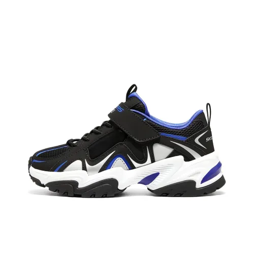 Skechers Slip-resistant Амортизация Устойчивость к истиранию Дышащие Детские Лайфстайл Обувь Черный Синий Подростки