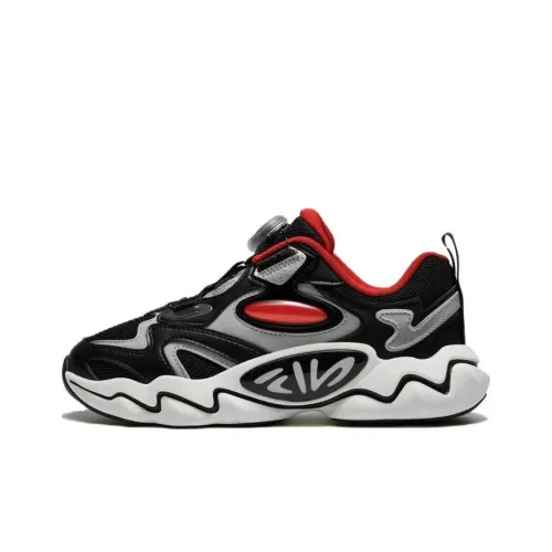 FILA KIDS Противоскользящие амортизаторы низкого профиля Детская беговая обувь Черный Пламя Красный Подростки