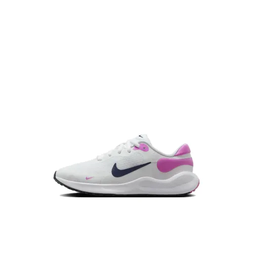 Nike REVOLUTION 7 Детские беговые кроссовки Низкий топ Белый/Играшный Розовый/Полночь Морской Синий Kids