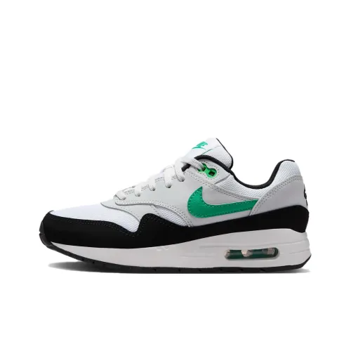 Nike Air Max 1 Амортизация и Дышащий Низкий Топ Детские Беговые Кроссовки Белый Черный Зеленый