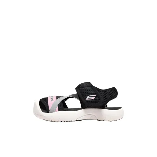 Skechers Kids Slip-resistant и дышащие детские сандалии черного и розового цвета для детей