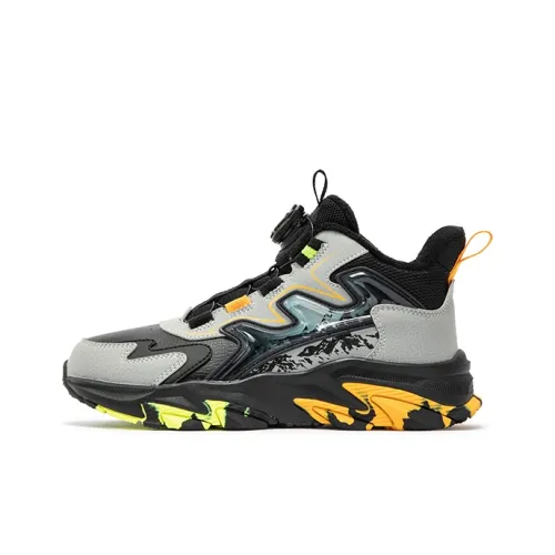 361°KIDS' Кэжуал Высокий Топ Угольный Черный / Облако Каменный Серый / Манго Золотой Желтый Школьный возраст