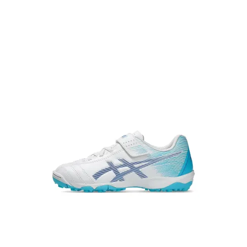 Asics Juniole 6 TF Амортизация Износостойкий Низкий Топ Детская Футбольная Обувь Белый Синий Малыш