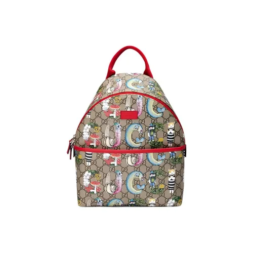 GUCCI Canvas с кожаными вставками детская сумка цвет эбеновый и красный