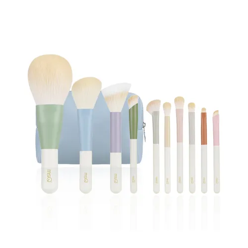 MSQ 10 шт Моранди Синий Мини Портативный Путешествие Инструмент для макияжа Мягкая кожа Дружелюбный Подкладка для тени Щетка Коробка