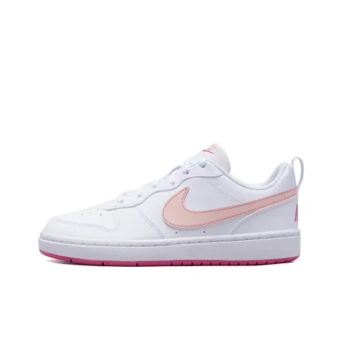 nike Court Borough Slip Resistant Abrasion Resistant Низкий Топ Детские Скейтбординги Белый Розовый