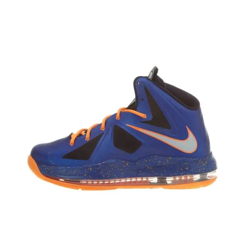 Nike Lebron 10 Устойчивые к истиранию Высокие Баскетбольные кроссовки для детей Королевский синий Подростки