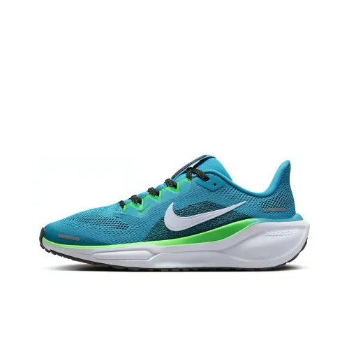 Nike Pegasus 41 Slip Устойчивый к истиранию Низкий Топ Детская Беговая Обувь Синие Зеленые
