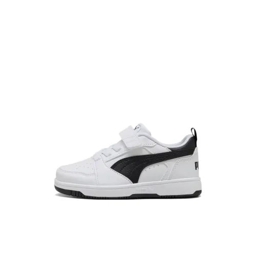 PUMA Rebound v6 Устойчивый к истиранию Поддержка Низкий Верх Детские Скейтбординги Белый Черный Для детей 3-7 лет