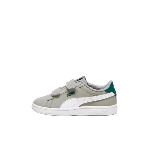PUMA Smash 3,0 Детские Скейтбординги Низкий Топ Серый/Белый/Рождественский Зеленый Kids