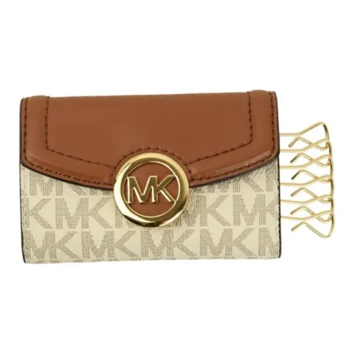 MICHAEL KORS PVC с кожаными вставками Key Pouch Стандартный Женский Коричневый Многоцветный