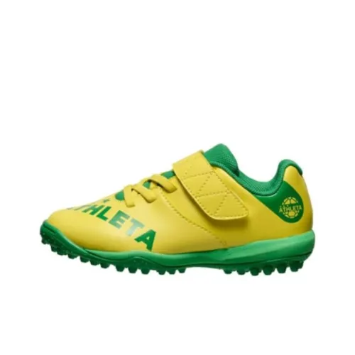 ATHLETA Противоскользящие устойчивые к истиранию низкие футбольные бутсы для детей желто-зеленые подростковые