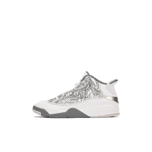 Джордан Dub Zero Детские баскетбольные кроссовки MID Топ Белый Серый Для дошкольников