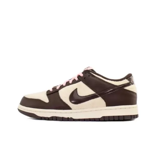 nike Dunk Low Тедди Slip Resistant Низкий Топ Детские Скейтбординги Коричневый Подростки