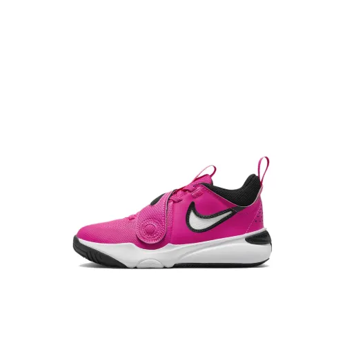 Nike Team Hustle D 11 Slip-Resistant Abrasion-Resistant Breathable Children's Basketball Shoes Pink Black White Baby
