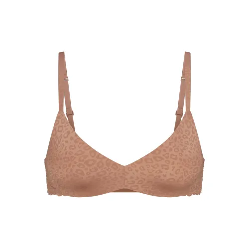 SKIMS Беспроводной FORM Кружево PUSH UP Plunge Бюстгальтер Женские 1 упаковка Sienna Micro Леопардовый принт Natural Micro Леопардовый принт