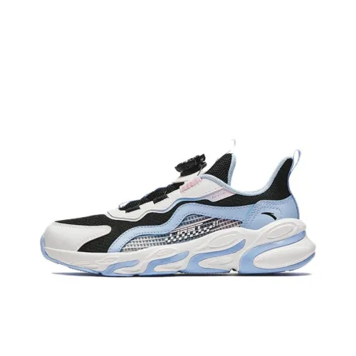 Antakids Детские беговые кроссовки Low Топ Черный/Блестящий Синий/Adidas Белый Школьный возраст