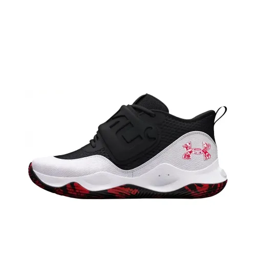 Under Armour Детские баскетбольные кроссовки Low Топ Черный Белый Красный Школьный возраст