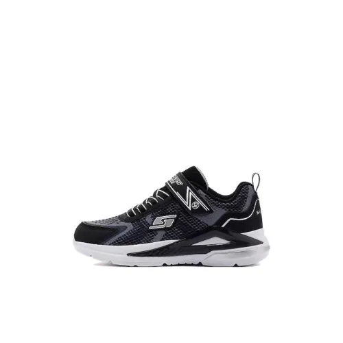 Skechers S Lights Tri Namics Low Топ Детские беговые кроссовки Черно-серебро для детей 3-7 лет