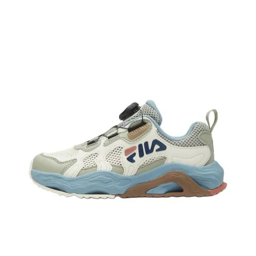 FILA KIDS Karst CAVE Slip Resistant Abrasion Resistant Breathable Low Top Детская Туристическая Обувь Белый Зеленый Синий
