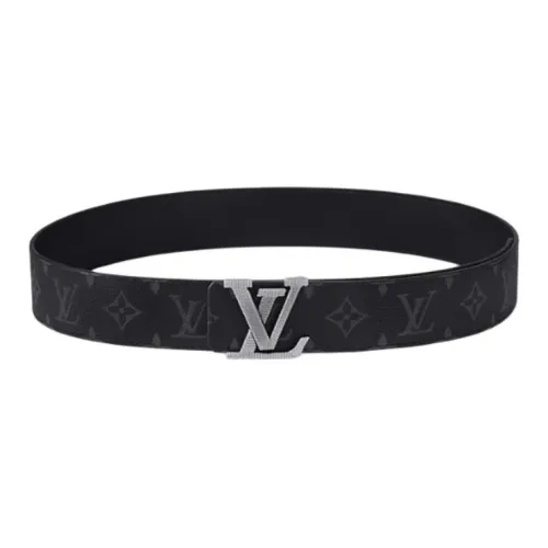 LOUIS VUITTON Ремни из холщовой кожи Мужской Черный Ширина 4CM