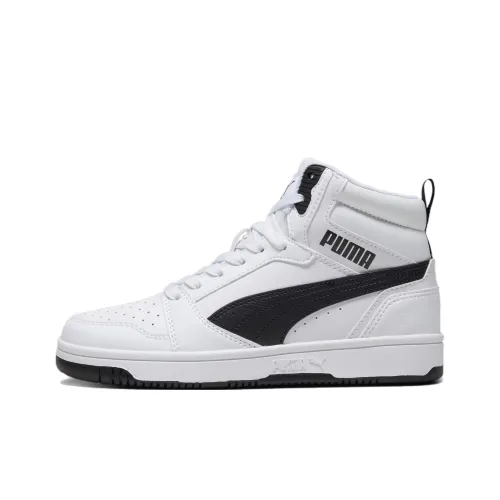 PUMA Rebound v6 Детские Скейтбординги MID Топ Белый/Черный Школьный возраст