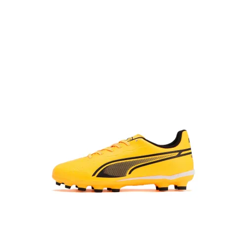 PUMA King Mirai Амортизация Износостойкий Низкий Топ Детская Футбольная Обувь Желтый Черный Детская