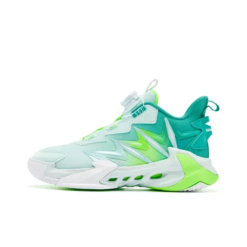 QIAODAN Детские баскетбольные кроссовки Low Топ Aqua Wave/Resin Green Unisex