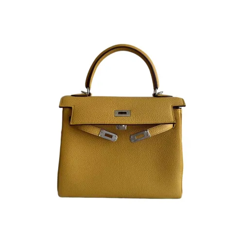 HERMES Kelly Коровья кожа Togo Сумка Kelly Сумка Женская 9D Jaune Ambre Янтарно-желтый