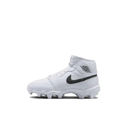 Jordan Air Jordan 1 MID Устойчивый к истиранию Противоскользящий MID Топ Детские тренировочные кроссовки Белый Черный Детский