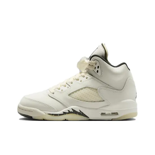 Jordan Air Джордан 5 Детская Повседневная Обувь MID Топ Бежевый/Коричневый/Белый/Черный Унисекс