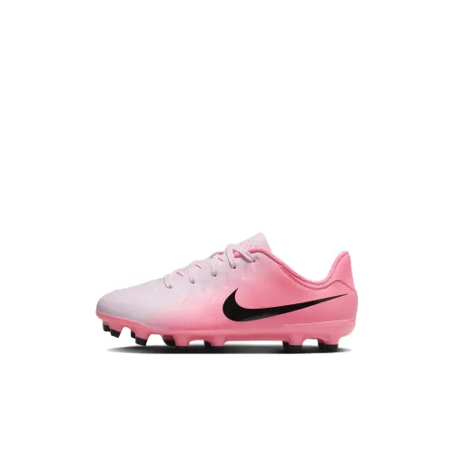 nike Tiempo Legend 10 Противоскользящий Устойчивый к истиранию Низкий Топ Детская футбольная обувь Розовый Черный Детский