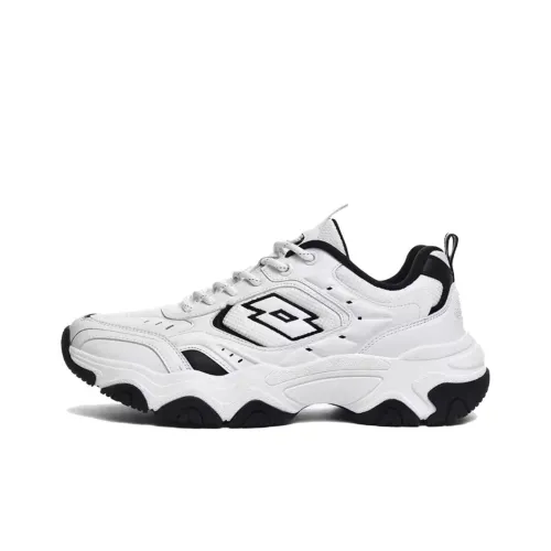 LOTTO Slip-resistant Abrasion-resistant Low Top Cushioned Sneakers Women's White Black LOTTO Противоскользящие Износостойкие Низкие Топ Кроссовки с Толстой Подошвой Женские Белые Черные