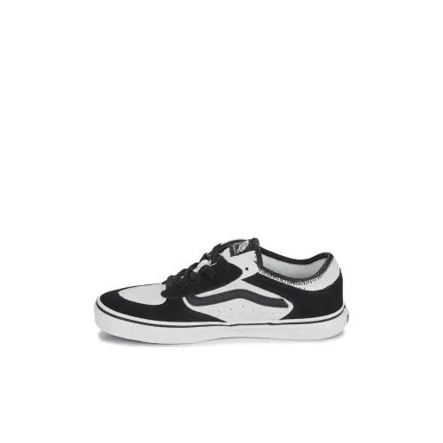 Vans Rowley Classic Амортизация Износостойкий Низкий Топ Детские Скейтбординги Черный Белый Детский