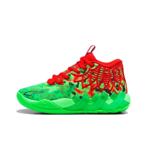 PUMA x LAMELO BALL Детская баскетбольная обувь MID Топ Зеленый Школьный возраст