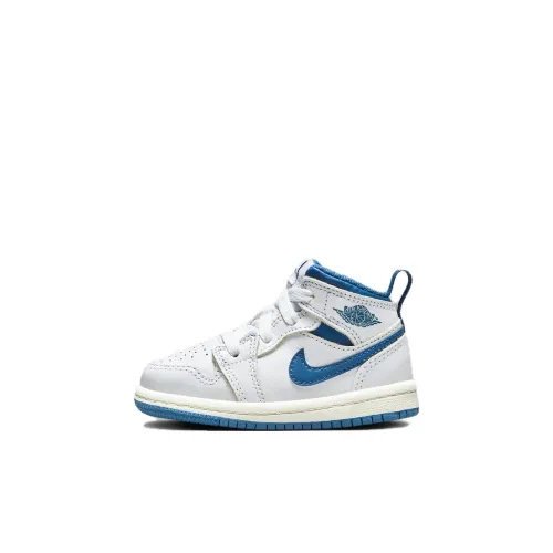Jordan Air Jordan 1 MID SE Slip-resistant Abrasion-resistant MID Топ Обувь для малышей Белый Синий Baby