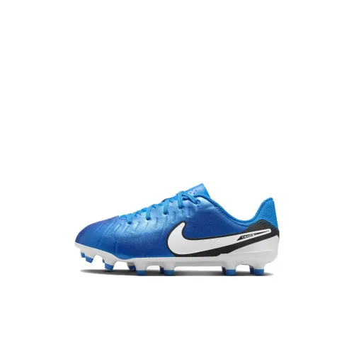 nike Tiempo Legend 10 Противоскользящие Устойчивые к истиранию Низкие Детские Футбольные Бутсы Синие Белые Детские