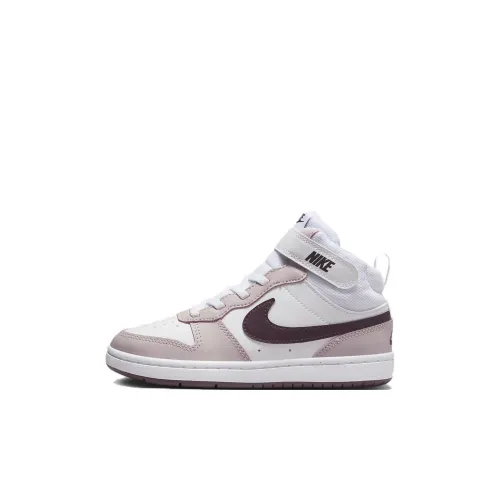 nike Court Borough 2 Устойчивый к истиранию Дышащий MID Топ Детский Скейтбординг Белый Розовый Детский