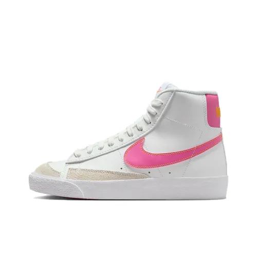 nike Blazer Slip Resistant Abrasion Resistant MID Топ Детские Скейтбординги Бело-розовый Подростки