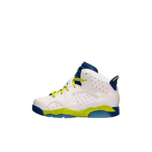 Jordan 6 Противоскользящие Устойчивые к Износу Высокие Баскетбольные Кроссовки для Детей Белые Зеленые Для Детей Возрастом 3-7 Лет