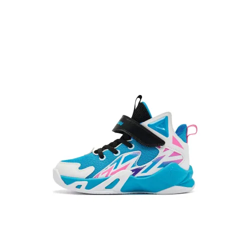 QIAODAN Slip-resistant Abrasion-resistant Low Top Детские баскетбольные кроссовки Синие Белые для детей 3-7 лет