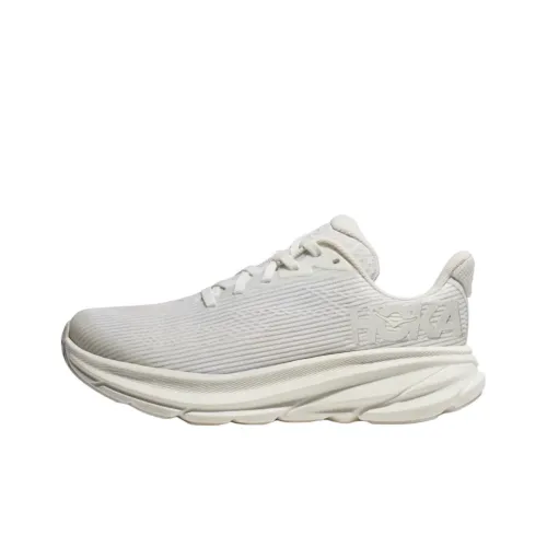 HOKA ONE ONE Clifton 9 Детская беговая обувь Низкий топ Белый/Серый Школьный возраст