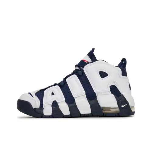Nike Air More Uptempo Детская повседневная обувь Высокий топ Белый Морской синий Унисекс