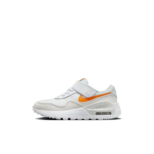 Nike Air Max SYSTM BP Амортизация Износостойкий Низкий Топ KIDS Лайфстайл Обувь Белый Оранжевый Детская Обувь для Возраста 3-7 Лет