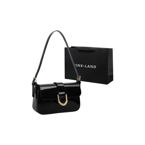 PINK·LAND ПУ (полиуретан) Сумка через плечо Стандартная Женская Бордовая Лакированная кожа + Сумка для покупок Черная + Сумка для покупок