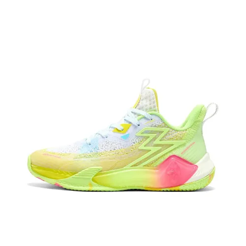 361°KIDS DVD Противоскользящие амортизаторы с устойчивостью к истиранию Низкие баскетбольные кроссовки Желто-белого цвета