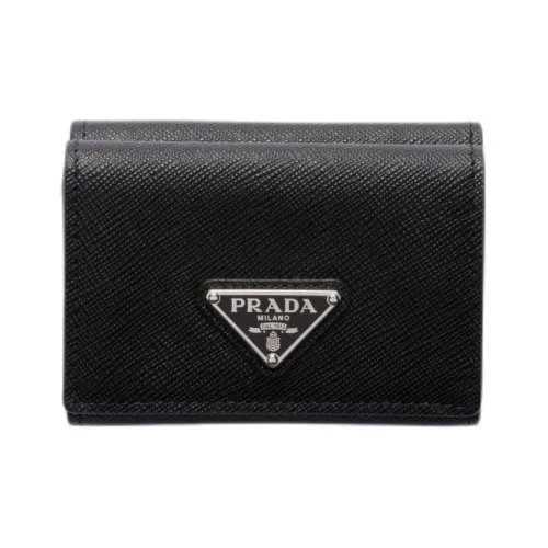 PRADA Saffiano кожа кошелек маленький женский черный